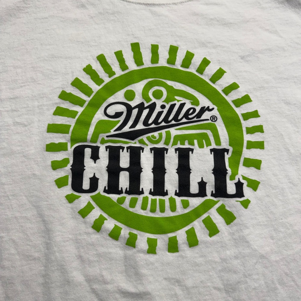 Miller Chill Beer Graphic T-Shirt White Anvil Cotton Mens XL Brewery Tee - Picture 7 of 12